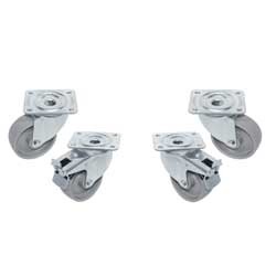 Diamond Kit van 4 "verzinkte" zwenkwielen voor tafels waarvan 2 met rem Ø 10 cm