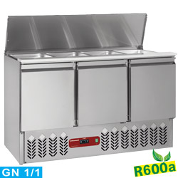 Diamond gekoelde Saladette 380 liter met 3 deuren GN 1/1 - 4x GN 1/1