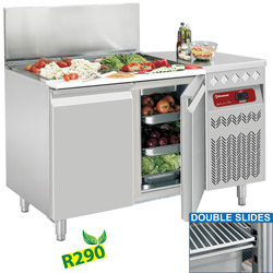 Diamond geventileerde Koeltafel 260 liter met 2 deuren GN 1/1 & gekoelde bovenstructuur