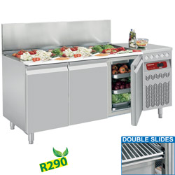 Diamond geventileerde Koeltafel 405 liter met 3 deuren GN 1/1 & gekoelde bovenstructuur