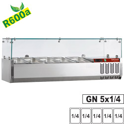 Diamond gekoelde Opzet Vitrine 5x GN 1/4 met glasopbouw - Compact Line