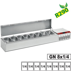 Diamond gekoelde Opzet Vitrine 7x GN 1/4 met RVS deksel - Compact Line