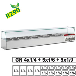 Diamond gekoelde Opzet Vitrine 9x GN 1/4 met rechte ruit - Gastro Line Plus