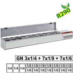 Diamond gekoelde Opzet Vitrine 10x GN 1/4 met RVS deksel - Compact Line