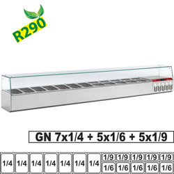 Diamond gekoelde Opzet Vitrine 12x GN 1/4 met rechte ruit - Gastro Line Plus