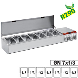 Diamond gekoelde Opzet Vitrine 7x GN 1/3 met RVS deksel - Compact Line