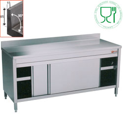 Diamond Werktafelkast met schuifdeuren en opstaande achterwand 120 (l) cm 0,8 m3 - Lux Line