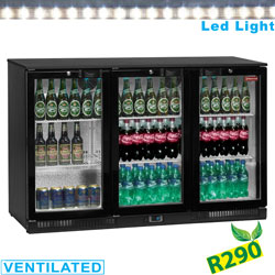 Diamond geventileerde Flessenkoeler 300 liter "Back Bar" met 3 deuren