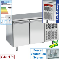 Diamond geventileerde Koeltafel 260 liter met 2 deuren GN 1/1 groep aan linkerkant