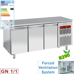 Diamond geventileerde Koeltafel 405 liter met 3 deuren GN 1/1