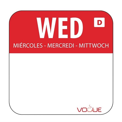 Vogue Weekdagen stickers Woensdag ROOD 1000 stickers oplosbaar