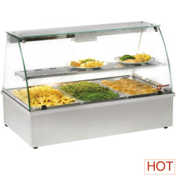 Diamond panoramische Warmhoudvitrine Bain-Marie 3x GN 1/1