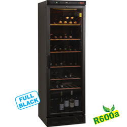 Diamond geventileerde Wijnkast Vitrine 380 liter zwart