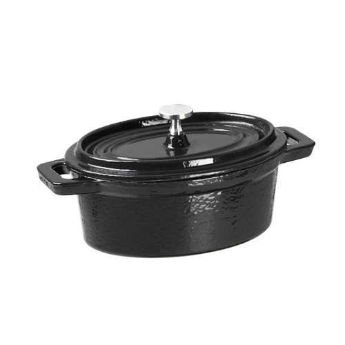 Vogue ovale mini gietijzeren Braadpan 31,5 cl zwart